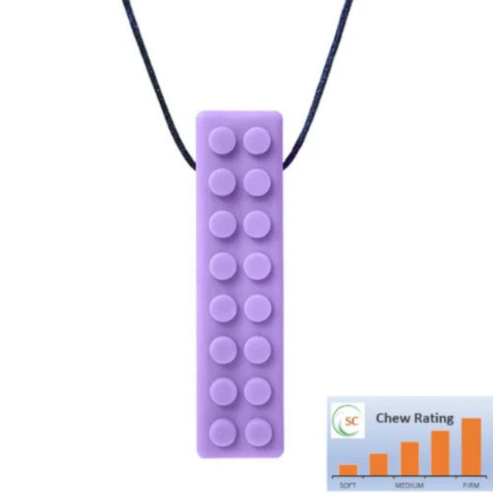 lilac chewable brick necklace