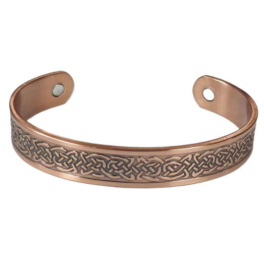 magnetic copper bracelet with a triquetra pattern
