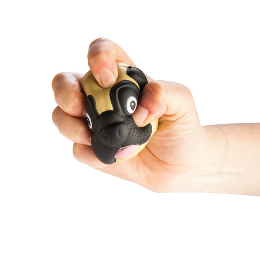 pug stress ball squeezed