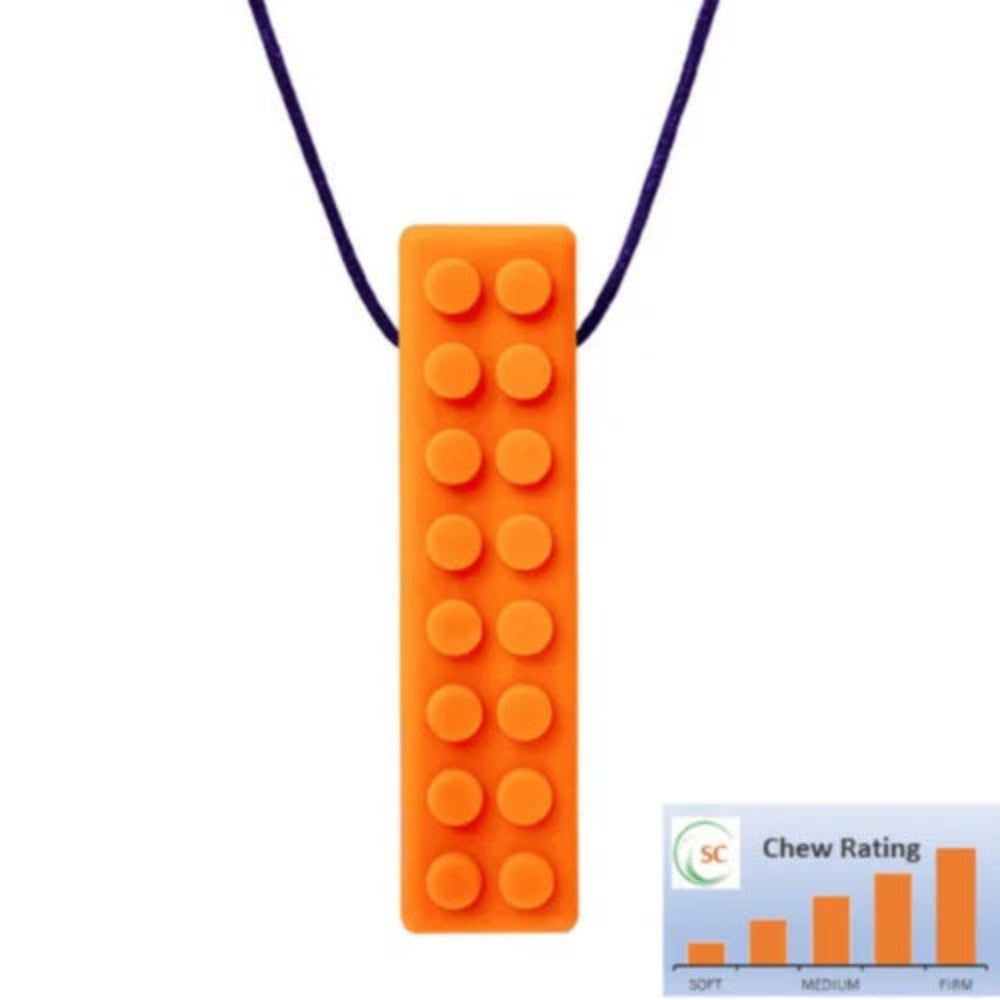 orange chewable brick necklace