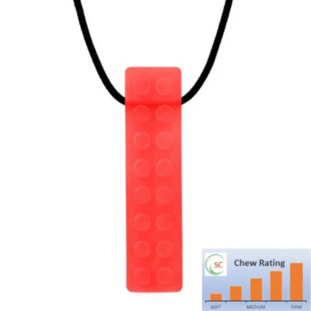 translucent red chewable necklace