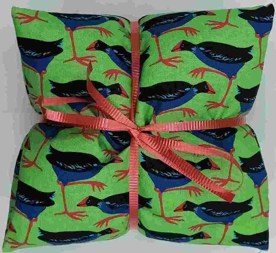 bright pukeko patterned wheatbag