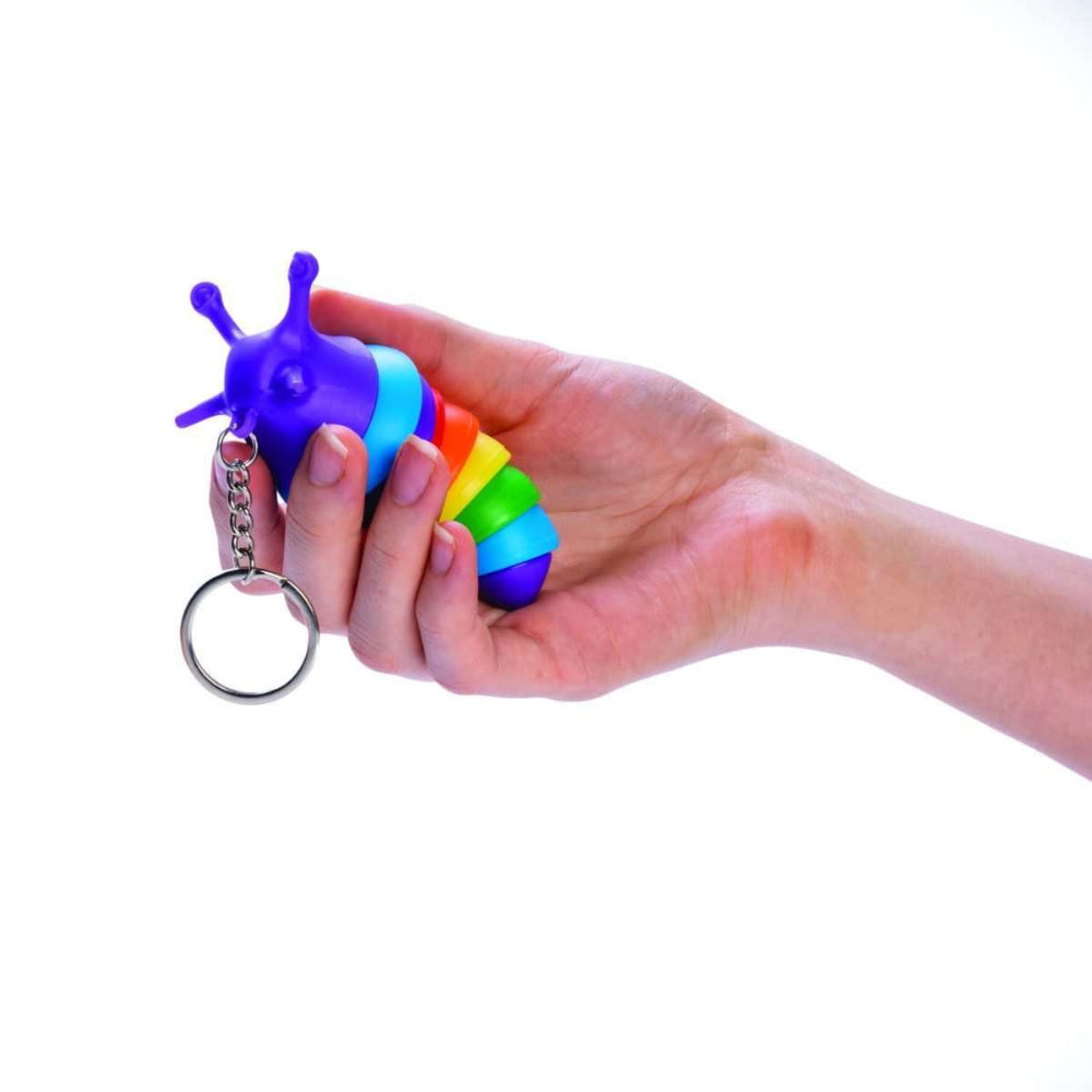 sensory slug keychain in hand