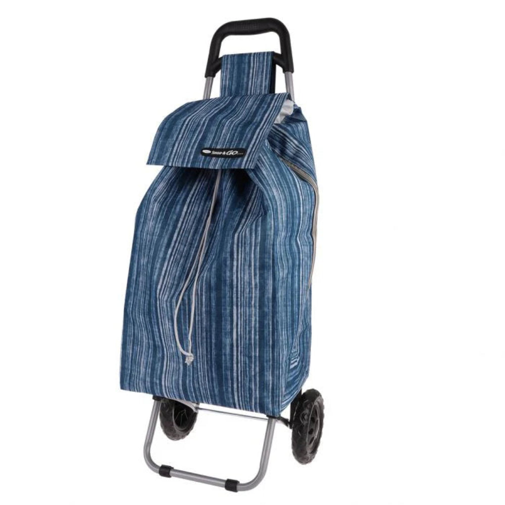 blue stripe shopping trolley
