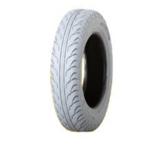 4.10/3.50-4 grey tyre with directional tread pattern