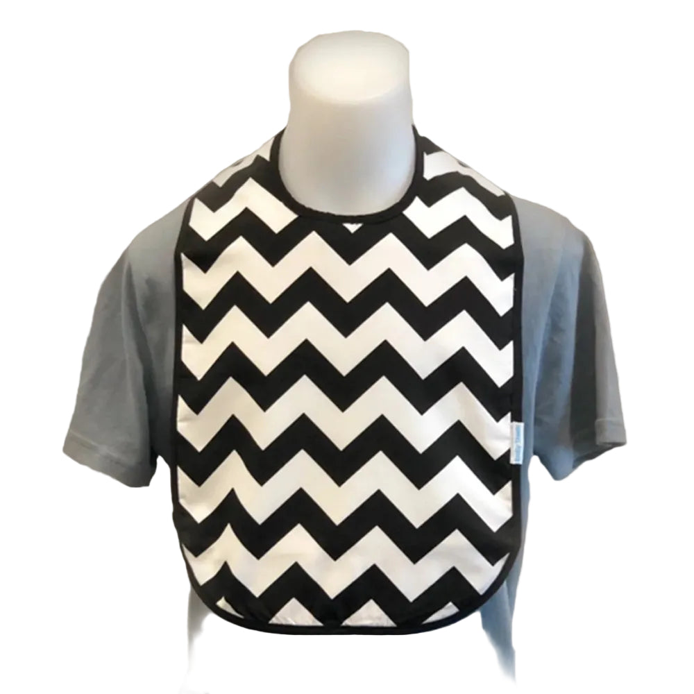 feeding bib black chevron pattern