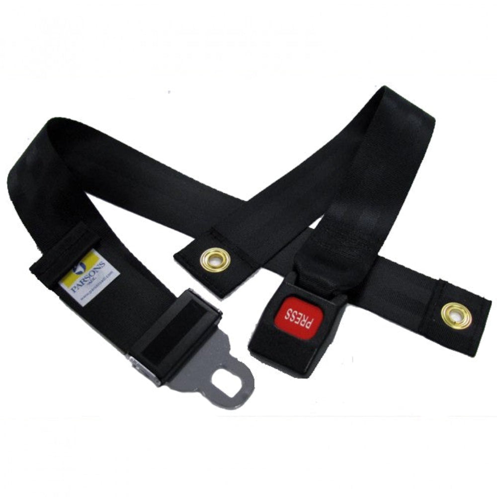 seat belt with mounting eyelets