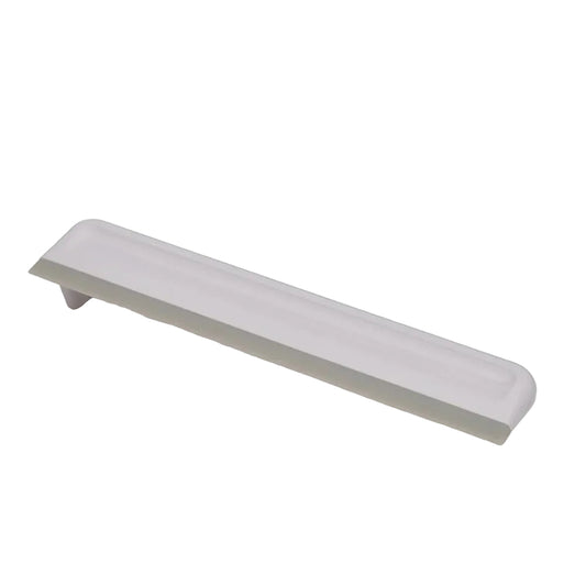 A white compact shower squeegee with a hook.