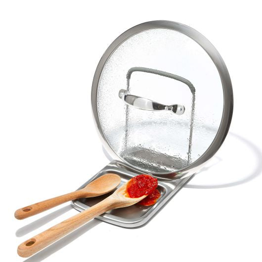 Stainless Steel Spoon Rest with Lid Holder